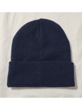 Maeve Anthropologie Knit Beanie  Unisex OS Navy Blue Fine Gauge Soft Minimalist